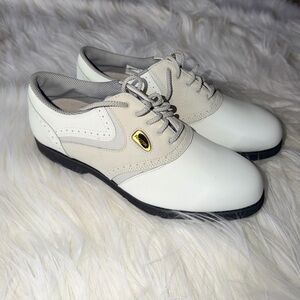 FootJoy Soft Joy Terrains White and Beige Lace-Up Soft Spikes Golf Shoes